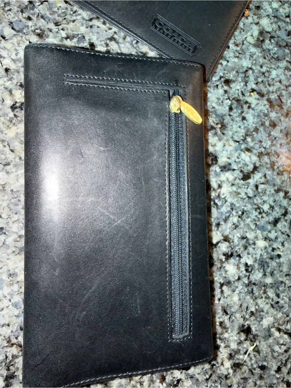 Vintage Coach Classic Black Leather Fold-Over
